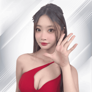 MT真人奈奈荷官紅色斜肩制服人物照