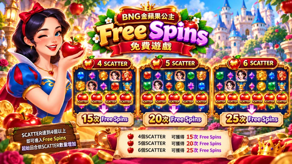 BNG金蘋果公主免費遊戲觸發方式